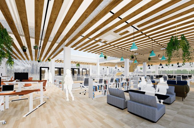 休憩・リフレッシュスペースのオフィス内装デザイン事例