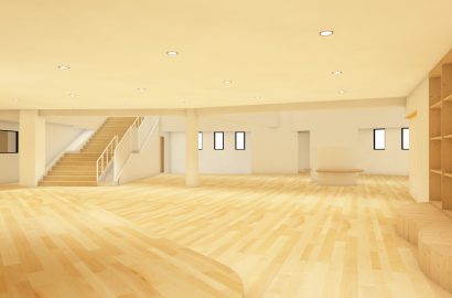 上三川幼稚園の中庭のような遊戯スペース