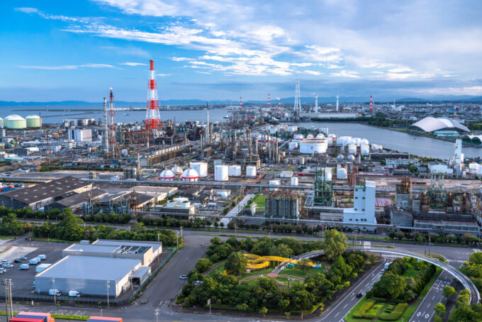 工業地域の用途地域に建つ工場